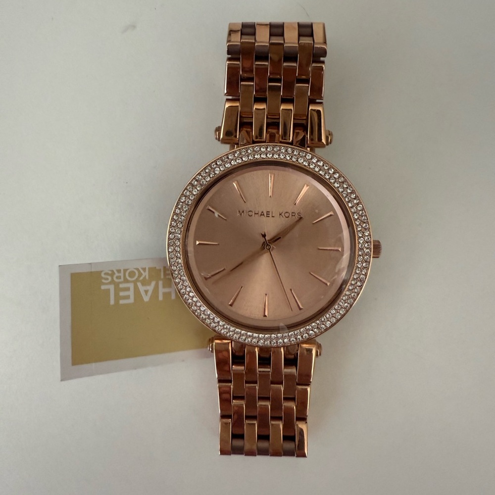 Michael Kors MK3192 Parker Glitz Rose Gold Dial Pave Bezel Women’s Watch